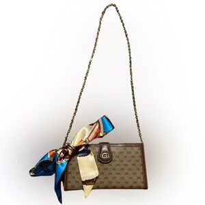 Gucci Monogram Bag with Blue and Cream Scarf